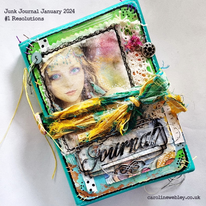 Junk Journal January 2024 Cover and Prompt 1, Resolutions Caroline